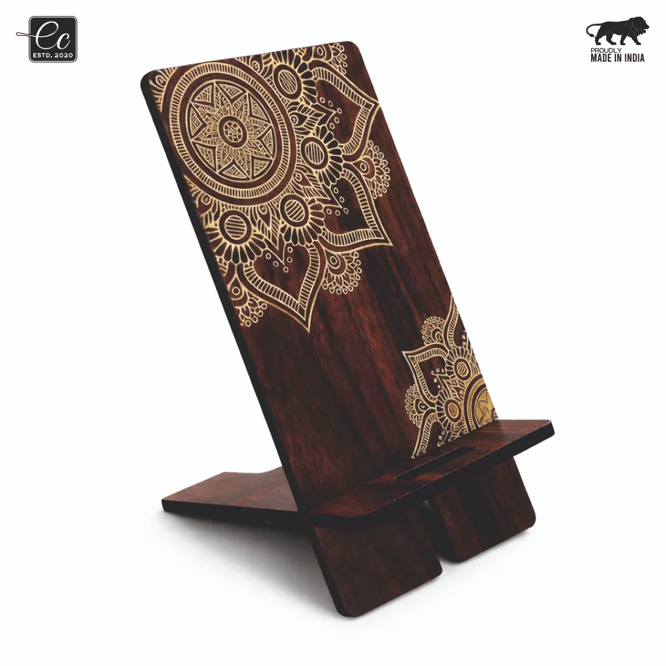 Premium MDF Wooden Mobile Stand with Mandala Design